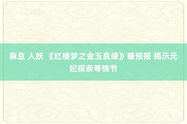 麻豆 人妖 《红楼梦之金玉良缘》曝预报 揭示元妃探亲等情节
