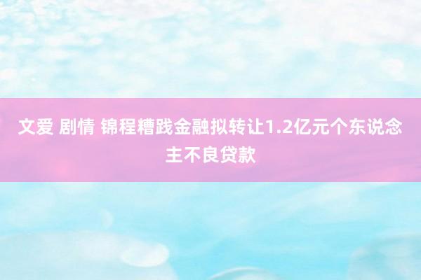 文爱 剧情 锦程糟践金融拟转让1.2亿元个东说念主不良贷款