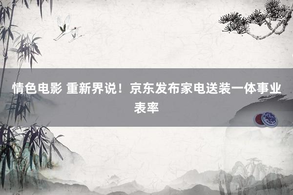 情色电影 重新界说！京东发布家电送装一体事业表率