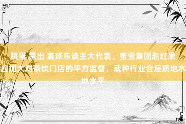 跳蛋 露出 寰球东谈主大代表、蜜雪集团赵红果：应加大对茶饮门店的平方监督，栽种行业合座质地水平